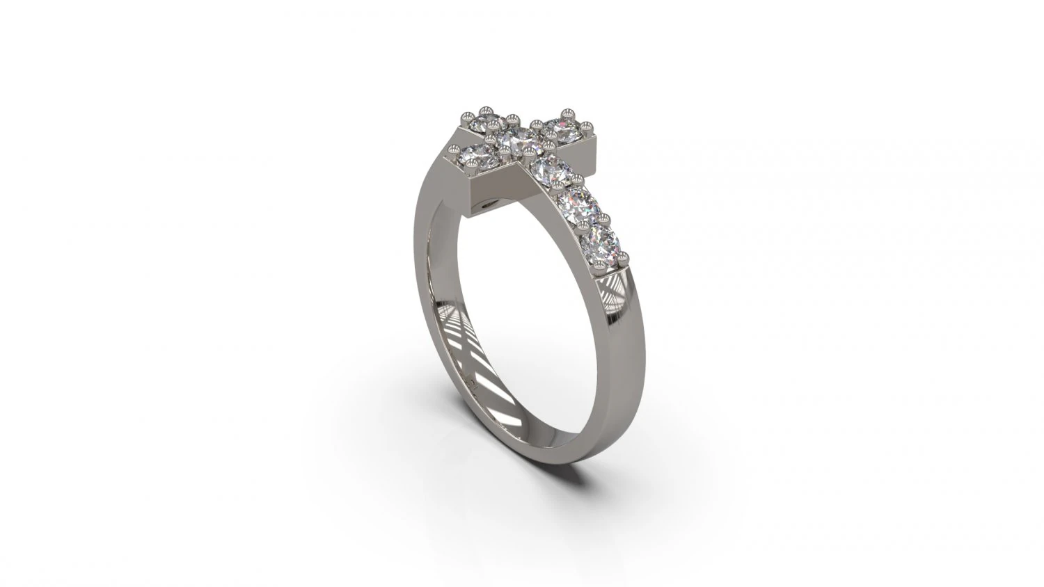 cross ring with diamond 3D Print Model .c4d .max .obj .3ds .fbx .stl .blend 
