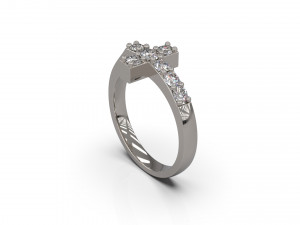 cross ring with diamond 3D Print Model