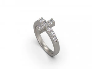 cross ring with diamond 3D Print Model