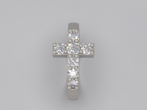 cross ring with diamond Model Cetak 3D