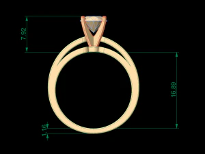 woman solitaire ring 80 3D Print Model