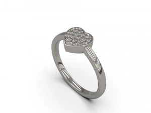 女性のハートのソリティア リング 91 3Dプリントモデル