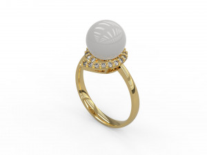 woman pearl solitaire ring 99 3D Print Model