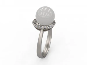 woman pearl solitaire ring 99 3D Print Model