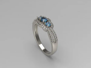 女士单石戒指 104 3D 打印模型