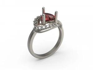 woman heart solitaire ring 113 3D Print Model