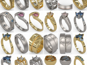 57 pcs 3d stl model man and women mix rings for 3d printer 3D Принт Модель