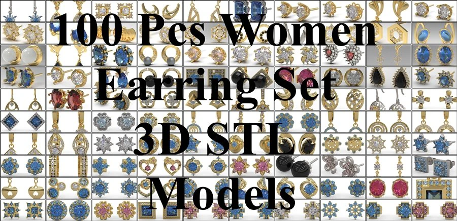 100 pcs 3d stl model women earring for 3d printer 3D Print Model .c4d .max .obj .3ds .fbx .stl .blend