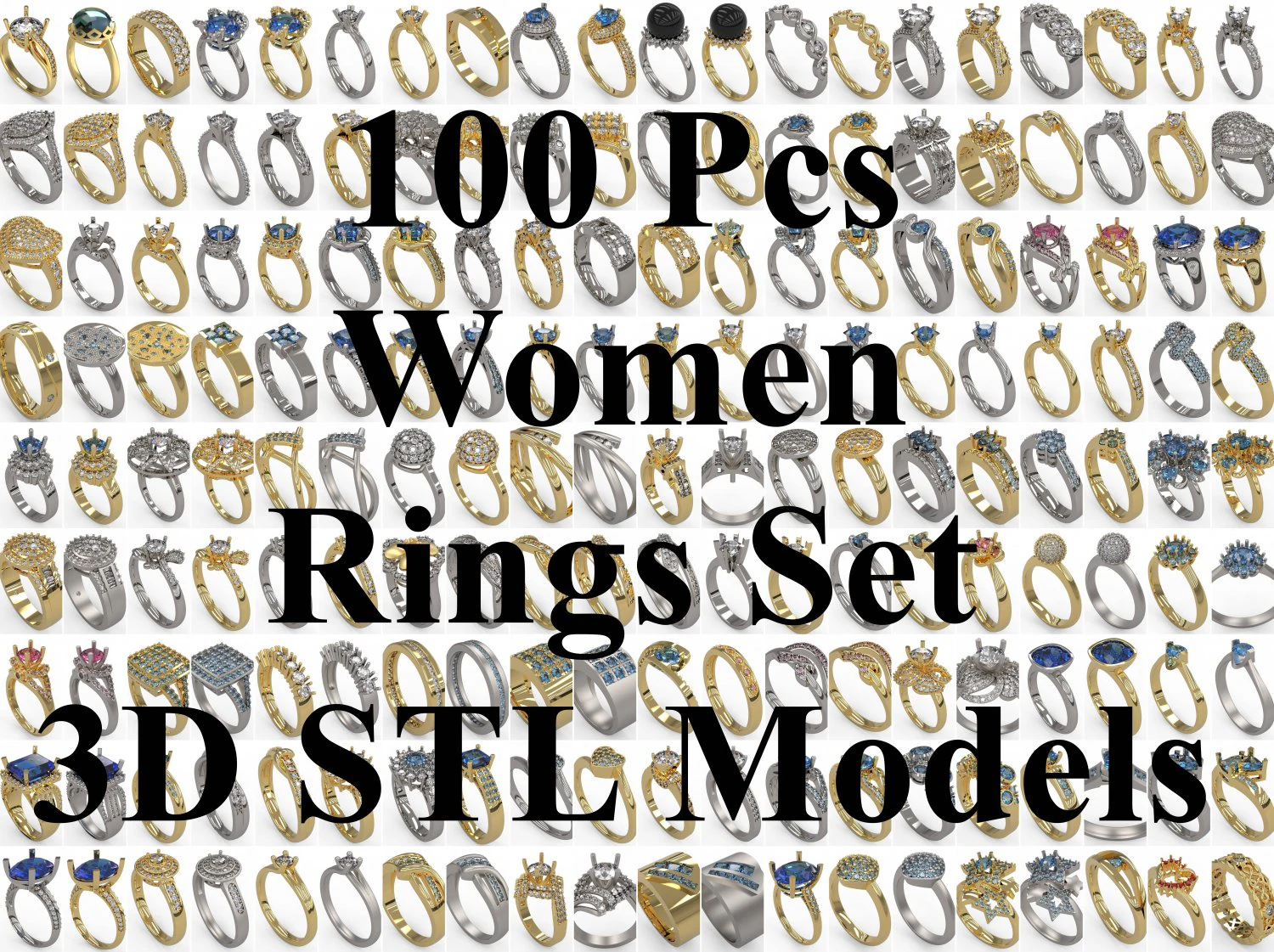 100 pcs 3d stl model women mix rings for 3d printer 3D Print Model .c4d .max .obj .3ds .fbx .stl .blend 
