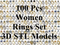 100 pcs 3d stl model women mix rings for 3d printer 3D Принт Модель