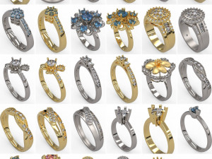 100 pcs 3d stl model women mix rings for 3d printer 3D-Druckmodell
