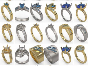 100 pcs 3d stl model women mix rings for 3d printer 3D Print Model