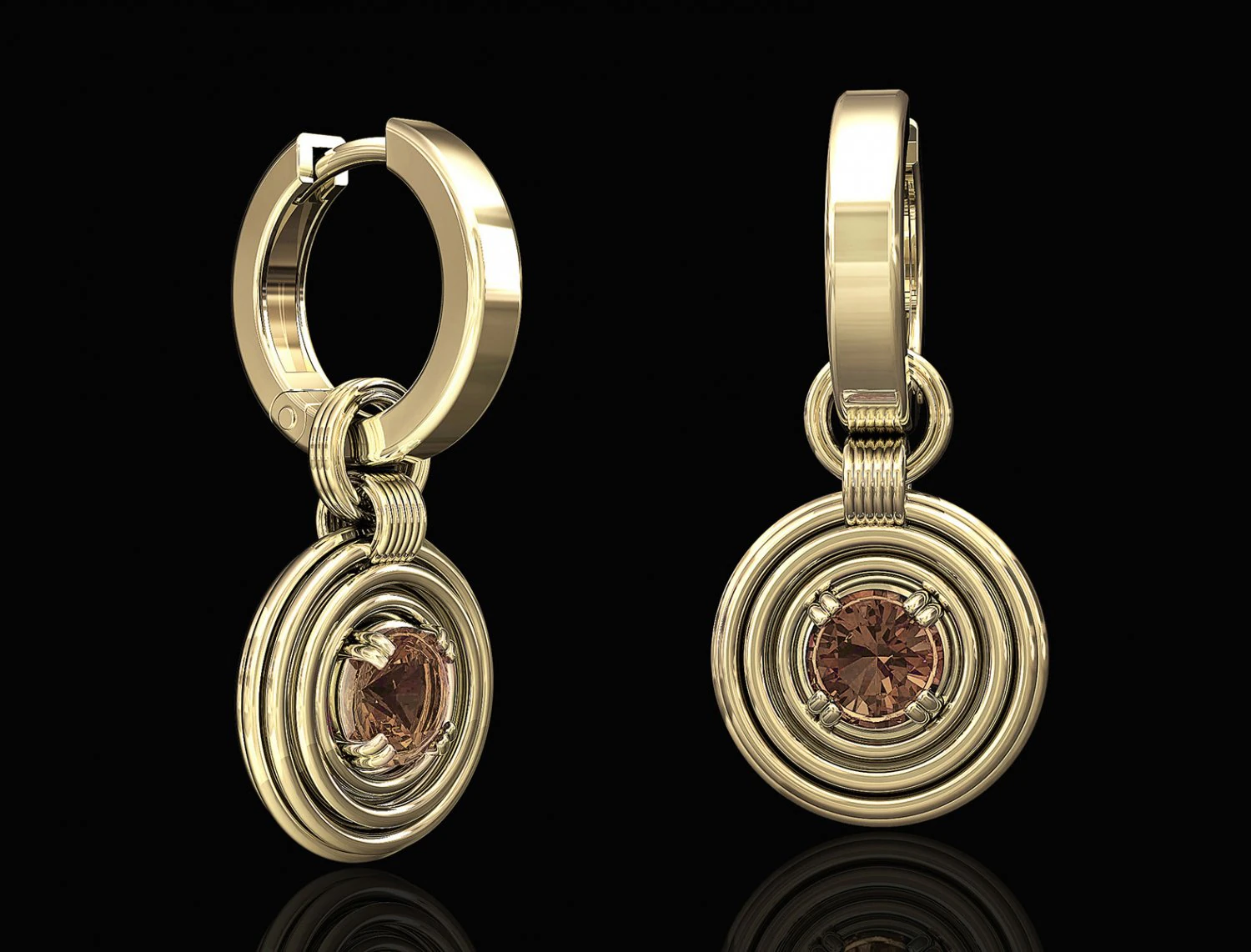 rounds earrings with hoop 3D Print Model .c4d .max .obj .3ds .fbx .stl .blend 