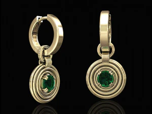rounds earrings with hoop 3D Print Model