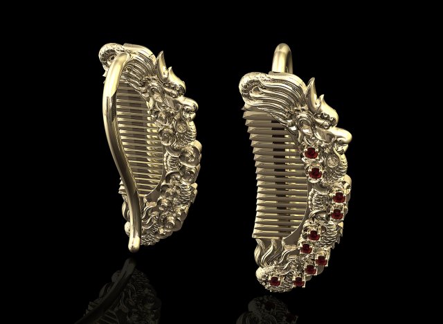 dragon comb earrings 3D 打印模型 .c4d .max .obj .3ds .fbx .stl .blend 