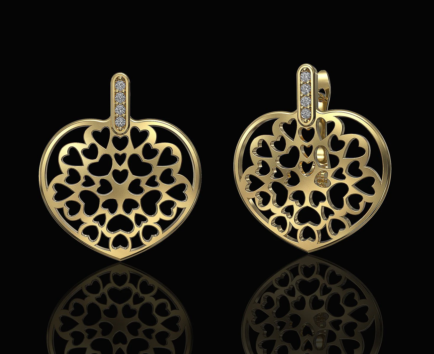 hearts in heart earrings 3D Print Model .c4d .max .obj .3ds .fbx .stl .blend 