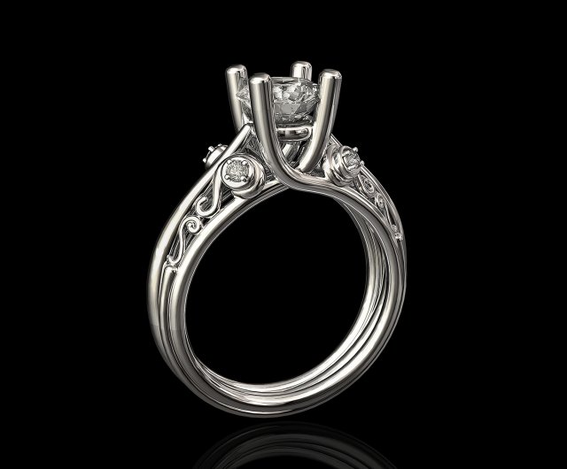 centeral stone ring Modello di stampa 3D .c4d .max .obj .3ds .fbx .stl .blend
