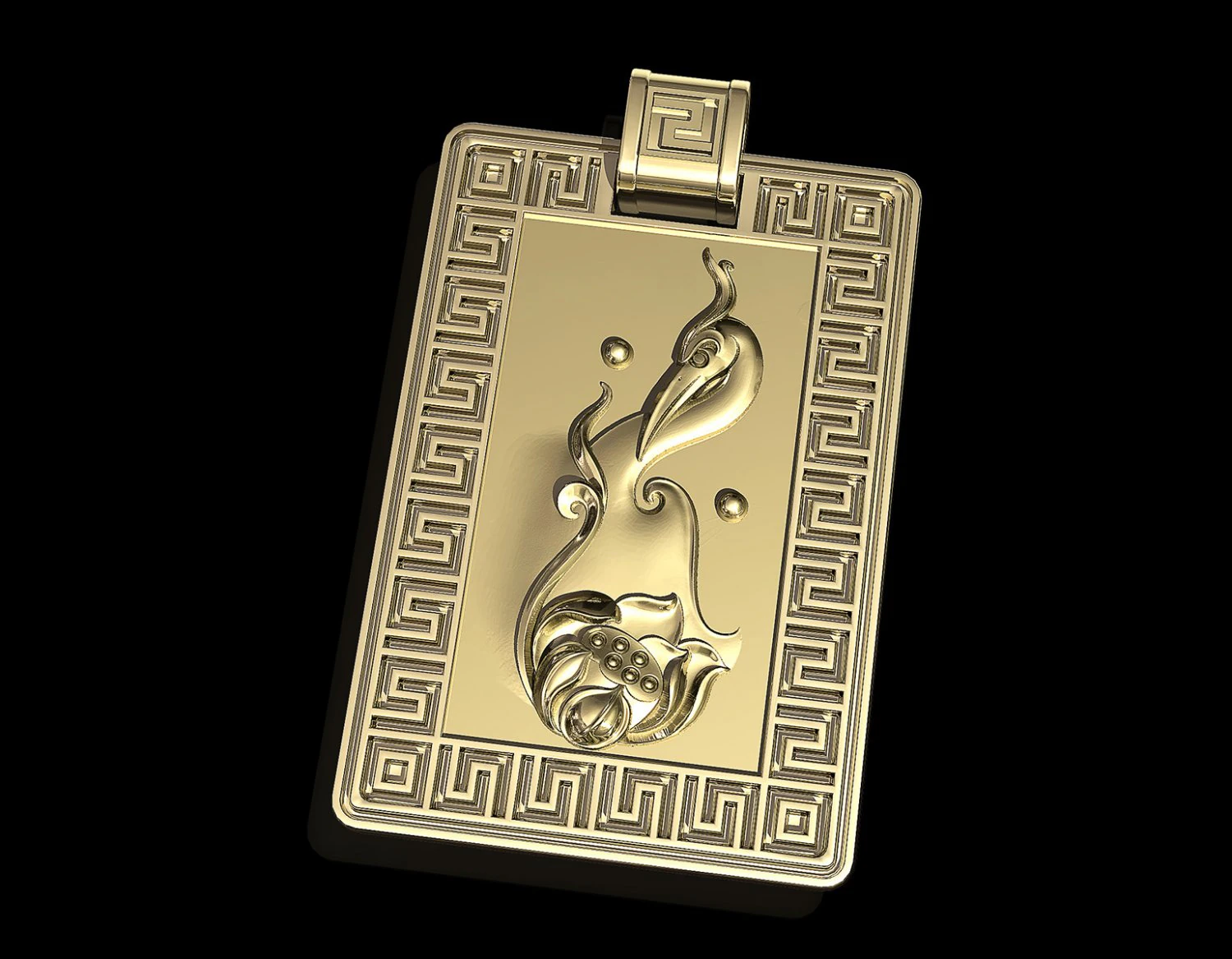 crane and lotus pendant 3D Print Model .c4d .max .obj .3ds .fbx .stl .blend 
