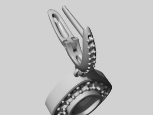 diamond ring and earrings with black chrysoprase gem 3D Print Model