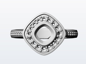 diamond ring and earrings with black chrysoprase gem 3D Print Model
