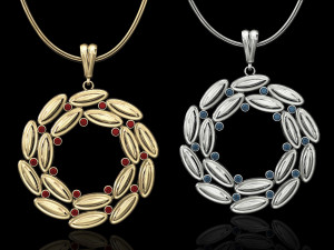 simple round pendant with gems 3D Print Model