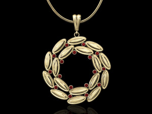 simple round pendant with gems 3D Print Model