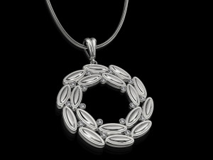 simple round pendant with gems 3D Print Model