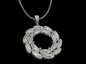 simple round pendant with gems 3D Print Model