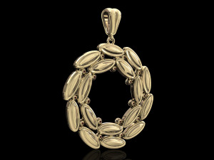 simple round pendant with gems 3D Print Model