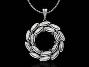 simple round pendant with gems 3D Print Model