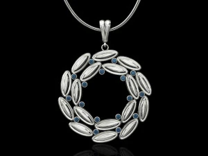 simple round pendant with gems 3D Print Model