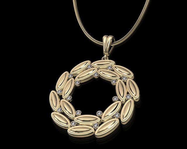 simple round pendant with gems 3D Print Model .c4d .max .obj .3ds .fbx .stl .blend 