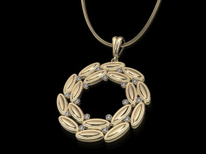 simple round pendant with gems 3D Print Model