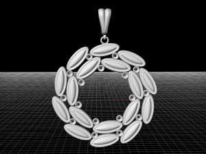 simple round pendant with gems 3D Print Model