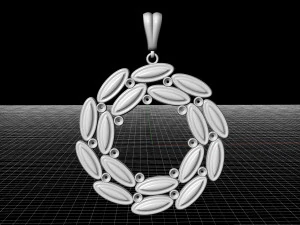 simple round pendant with gems 3D Print Model