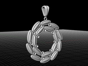simple round pendant with gems 3D Print Model