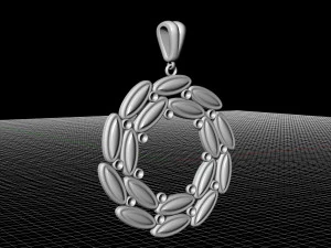simple round pendant with gems 3D Print Model