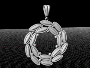 simple round pendant with gems 3D Print Model
