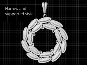 simple round pendant with gems 3D Print Model
