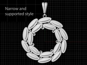 simple round pendant with gems 3D Print Model