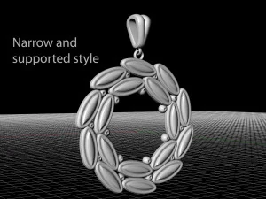 simple round pendant with gems 3D Print Model