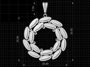 simple round pendant with gems 3D Print Model