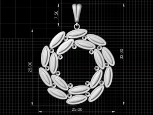 simple round pendant with gems 3D Print Model