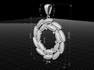 simple round pendant with gems 3D Print Model