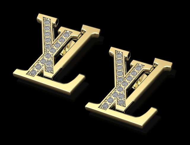 lv earrings 3D-printmodel .c4d .max .obj .3ds .fbx .stl .blend 