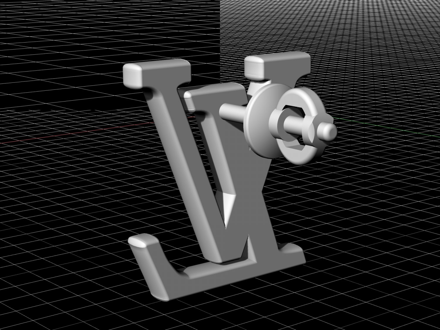 LV logo Earrings 2, 3D Print Model