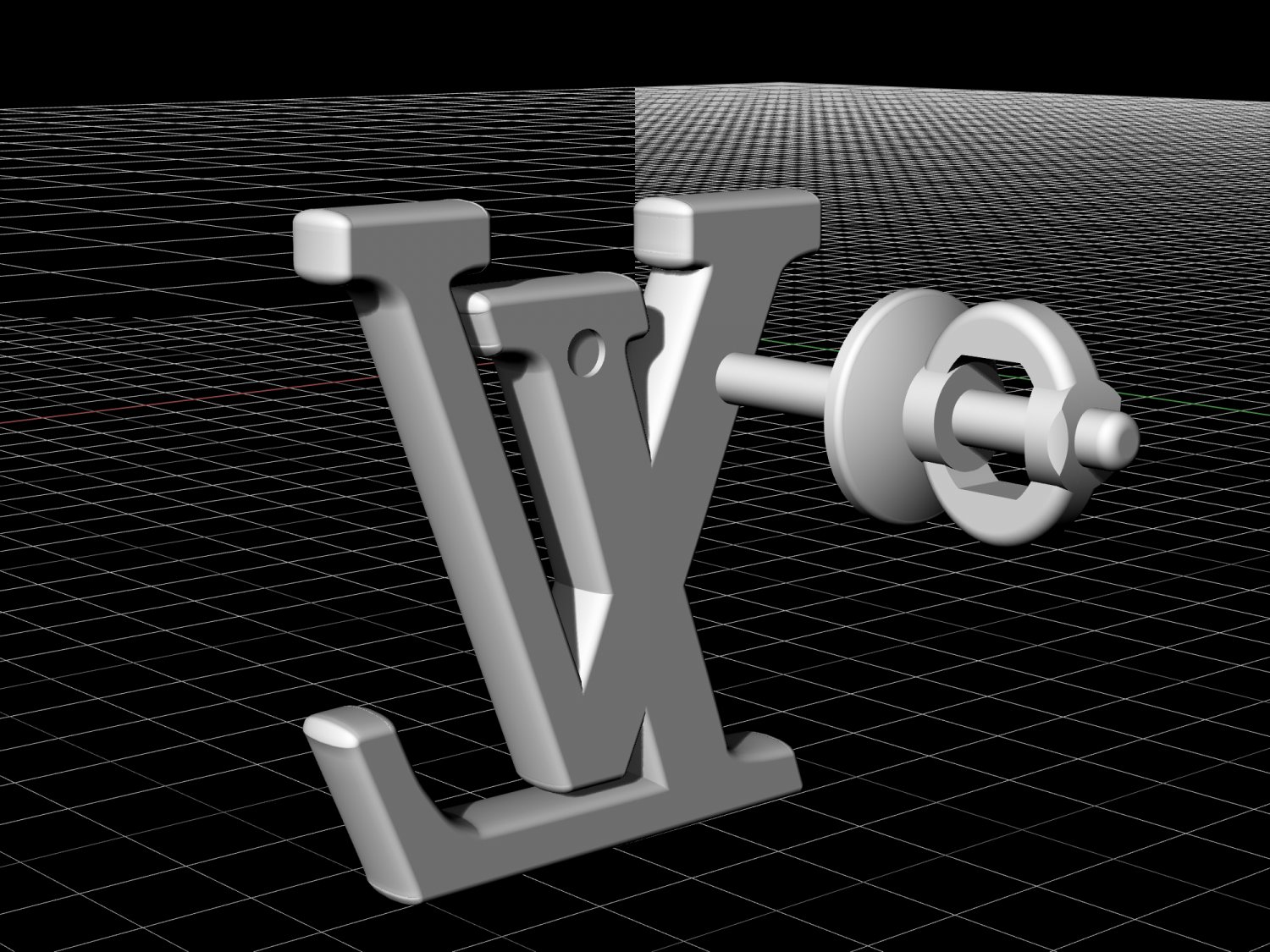 LV logo Earrings 2 3D model 3D printable