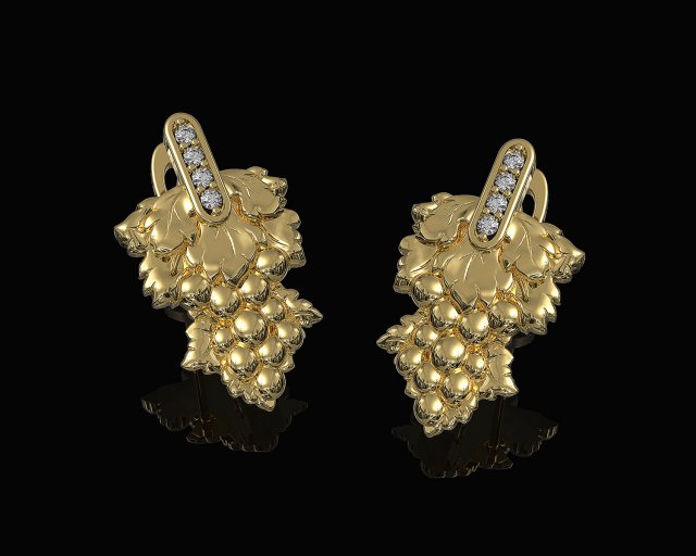 grape earrings Model do druku 3D .c4d .max .obj .3ds .fbx .stl .blend 
