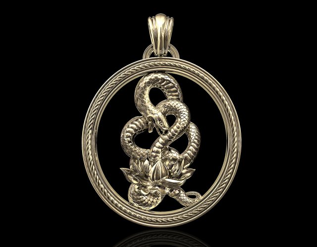 snake with flower pendant 3D-printmodel .c4d .max .obj .3ds .fbx .stl .blend 