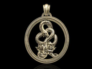 फूल पेंडेंट के साथ साँप 3D प्रिंट मॉडल